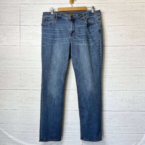 Kut from the Kloth Jeans Womens Size 16 Medium Wash Straight Leg Whiskering - Picture 1 of 15